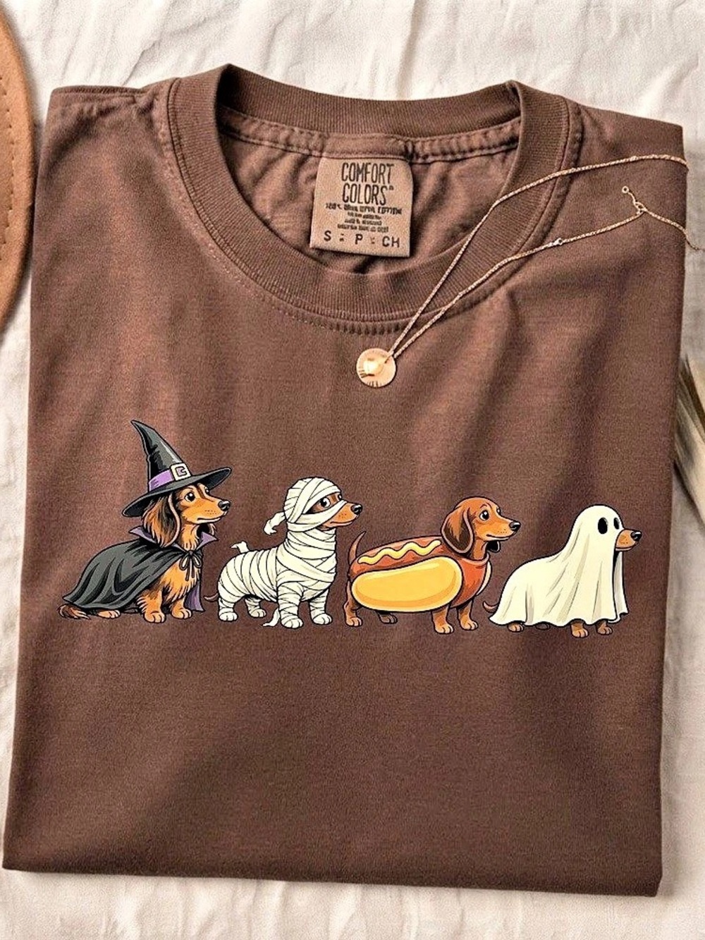 Halloween Dachshund Dogs Brown Comfort Color T-Shirt